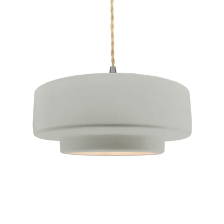 Justice Design Group Radiance 15" Wide Pendant with a Ceramic Bisque Shade Brushed Nickel