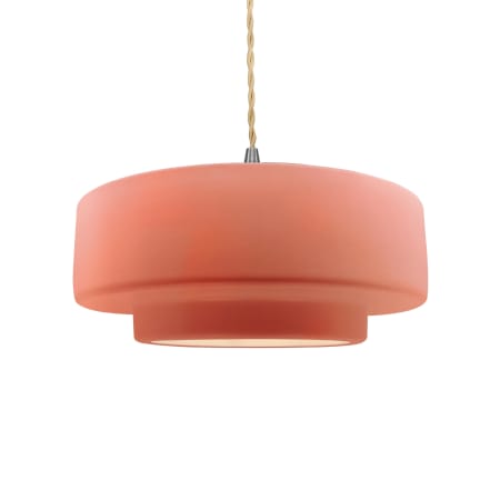 Justice Design Group Radiance 15" Wide LED Pendant with a Ceramic Gloss Blush Shade Brushed Nickel