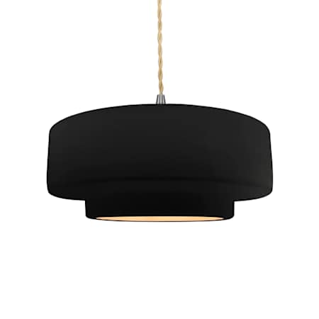 Justice Design Group Radiance 15" Wide Pendant with a Ceramic Carbon Matte Black and Champagne Gold Shade Brushed Nickel