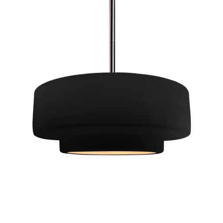 Justice Design Group Radiance 15" Wide LED Pendant with a Ceramic Carbon Matte Black and Champagne Gold Shade Brushed Nickel