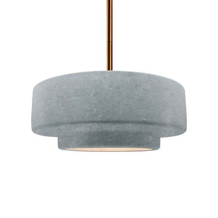 Justice Design Group Radiance Collection - Tier 15" Wide Pendant with Concrete Shade Brushed Brass