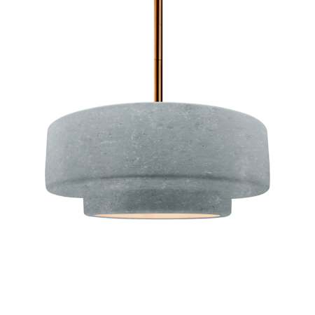 Justice Design Group Radiance 15" Wide LED Pendant and Concrete Shade Brushed Brass / Concrete