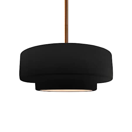 Justice Design Group Radiance Collection - Tier 15" Wide Pendant with Carbon Matte Black Shade Brushed Brass