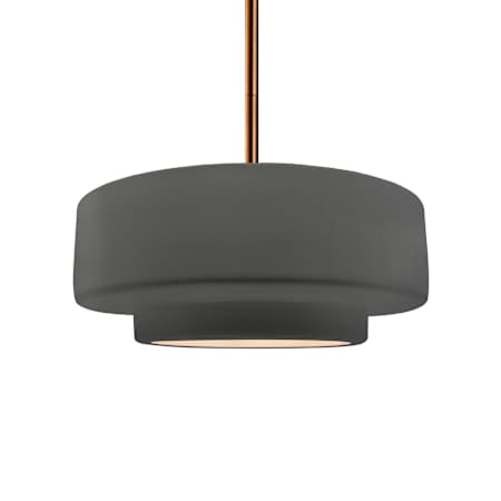 Justice Design Group Radiance Collection - Tier 15" Wide Pendant with Gloss Grey Shade Brushed Brass