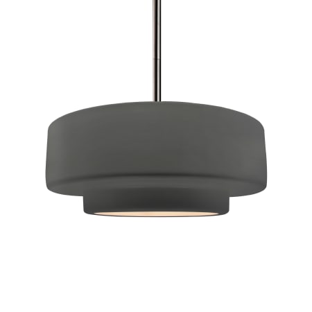 Justice Design Group Radiance 15" Wide LED Pendant with a Ceramic Gloss Grey Shade Brushed Nickel