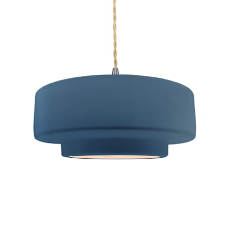 Justice Design Group Radiance 15" Wide Pendant with a Ceramic Midnight Sky and Matte White Shade Brushed Nickel
