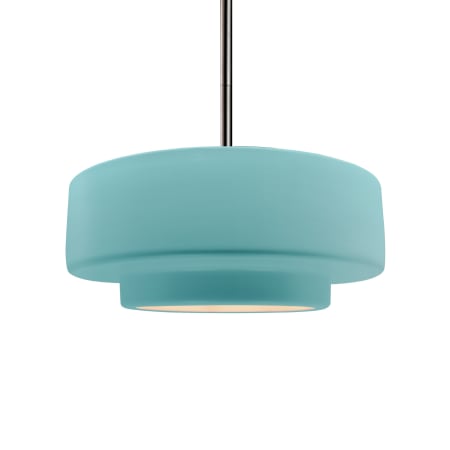 Justice Design Group Radiance 15" Wide LED Pendant with a Ceramic Reflecting Pool Shade Brushed Nickel