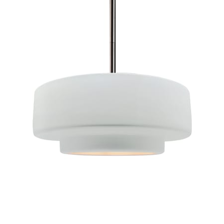 Justice Design Group Radiance 15" Wide Pendant with a Ceramic Gloss White Shade Brushed Nickel