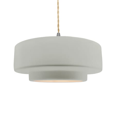 Justice Design Group Radiance 16" Wide Pendant with a Ceramic Bisque Shade Brushed Nickel