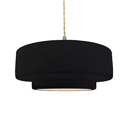 Justice Design Group Radiance 16" Wide LED Pendant with a Ceramic Gloss Black Shade Brushed Nickel