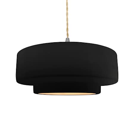 Justice Design Group Radiance 16" Wide Pendant with a Ceramic Carbon Matte Black and Champagne Gold Shade Brushed Nickel