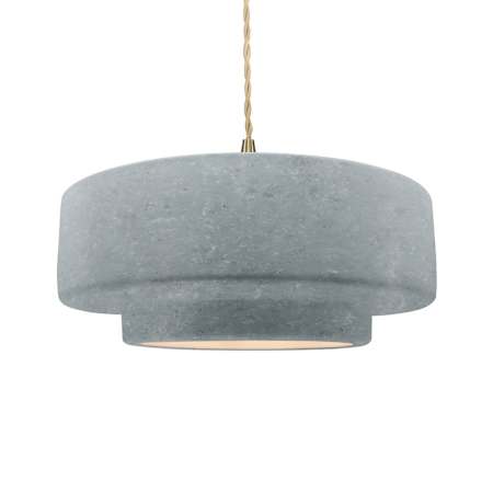 Justice Design Group Radiance 17" Wide Pendant with Twisted Beige Cord and Concrete Shade Brushed Brass / Concrete
