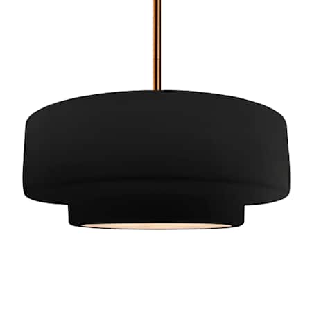 Justice Design Group Radiance Collection - Tier 16" Wide Pendant with Carbon Matte Black Shade Brushed Brass