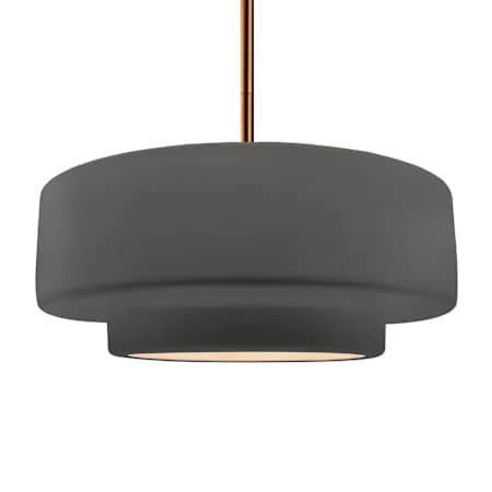 Justice Design Group Radiance Collection - Tier 16" Wide Pendant with Gloss Grey Shade Brushed Brass