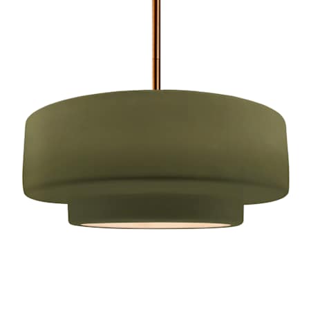Justice Design Group Radiance Collection - Tier 16" Wide Pendant with Matte Green Shade Brushed Brass