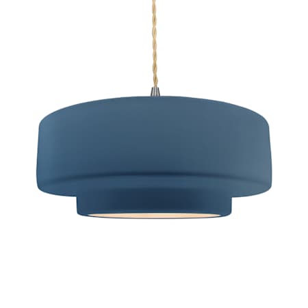 Justice Design Group Radiance 16" Wide Pendant with a Ceramic Midnight Sky Shade Brushed Nickel