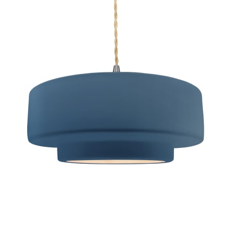 Justice Design Group Radiance 16" Wide LED Pendant with a Ceramic Midnight Sky Shade Brushed Nickel