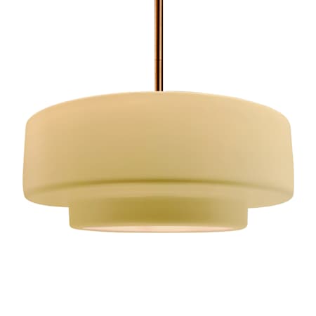 Justice Design Group Radiance 17" Wide LED Pendant with Muted Yellow Shade Brushed Brass / Muted Yellow