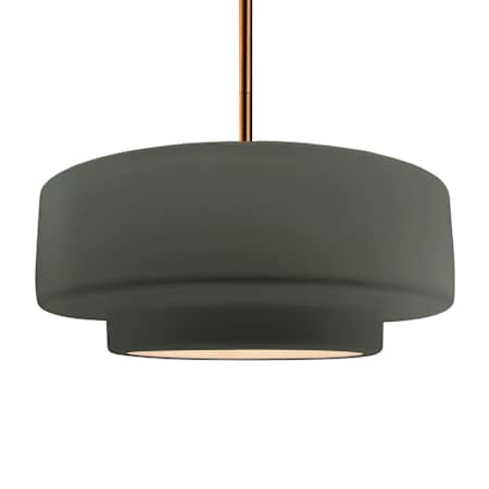 Justice Design Group Radiance 17" Wide LED Pendant with Pewter Green Shade Brushed Brass / Pewter Green