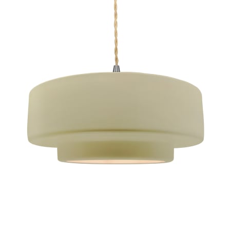 Justice Design Group Radiance 16" Wide LED Pendant with a Ceramic Vanilla Gloss Shade Brushed Nickel