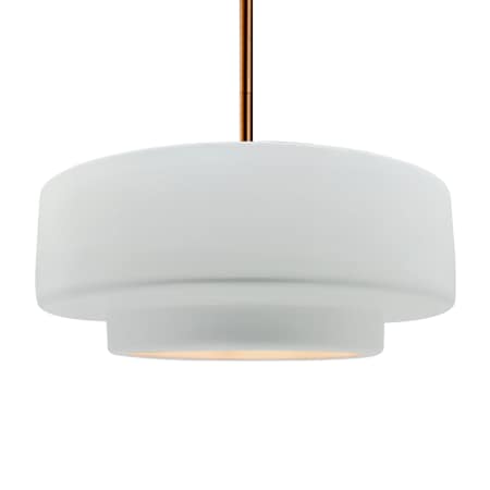 Justice Design Group Radiance Collection - Tier 16" Wide Pendant with Gloss White Shade Brushed Brass