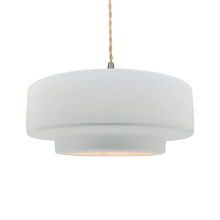 Justice Design Group Radiance 16" Wide Pendant with a Ceramic Gloss White Shade Brushed Nickel