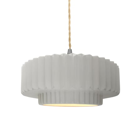 Justice Design Group Radiance 15" Wide Pendant with a Ceramic Bisque Shade Brushed Nickel