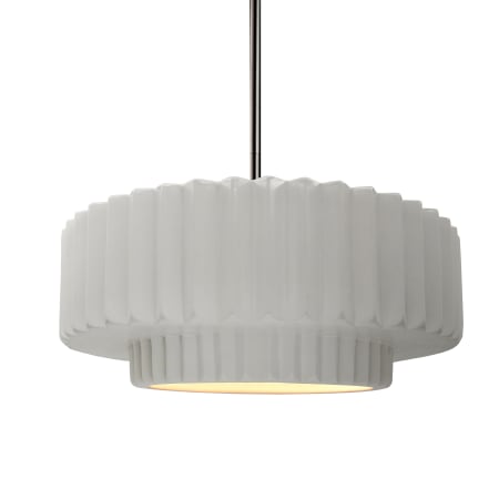 Justice Design Group Radiance 15" Wide LED Pendant with a Ceramic Bisque Shade Brushed Nickel