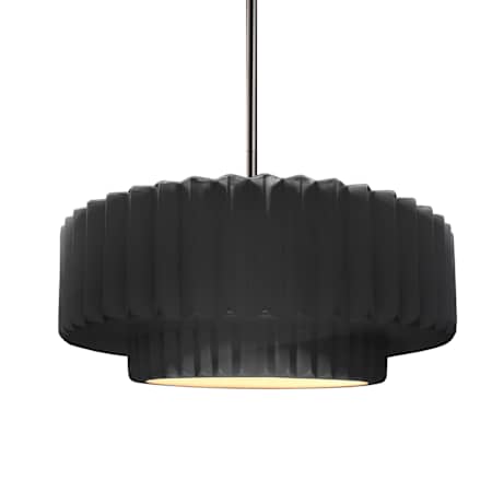 Justice Design Group Radiance 15" Wide LED Pendant with a Ceramic Gloss Black Shade Brushed Nickel