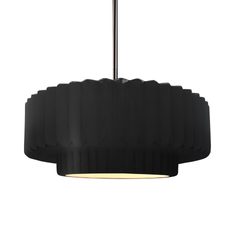 Justice Design Group Radiance 15" Wide LED Pendant with a Ceramic Carbon Matte Black Shade Brushed Nickel