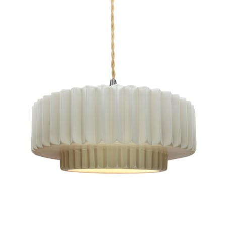Justice Design Group Radiance 15" Wide Pendant with a Ceramic Matte White Shade Brushed Nickel
