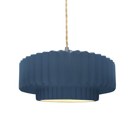 Justice Design Group Radiance 15" Wide LED Pendant with a Ceramic Midnight Sky Shade Brushed Nickel