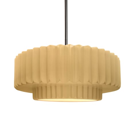 Justice Design Group Radiance 15" Wide Pendant with a Ceramic Muted Yellow Shade Brushed Nickel
