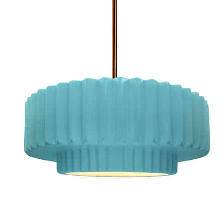 Justice Design Group Radiance Collection - Pleated Tier 15" Wide Pendant with Reflecting Pool Shade Brushed Brass