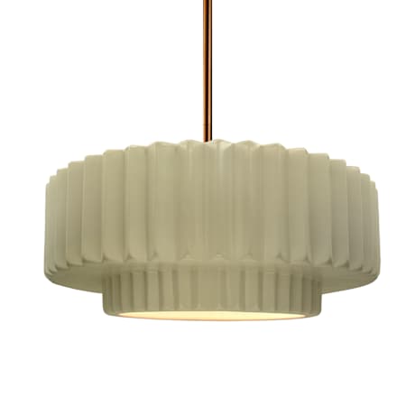 Justice Design Group Radiance Collection - Pleated Tier 15" Wide Pendant with Vanilla Gloss Shade Brushed Brass