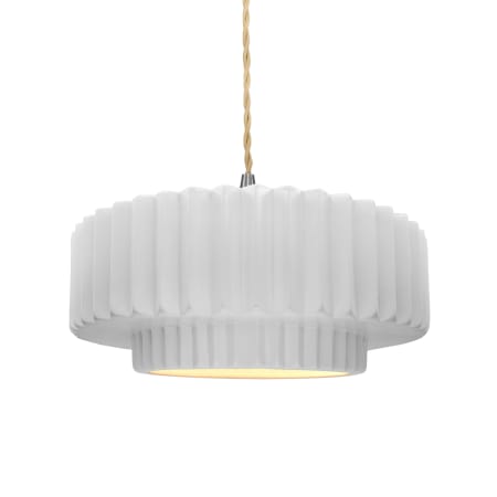 Justice Design Group Radiance 15" Wide Pendant with a Ceramic Gloss White Shade Brushed Nickel