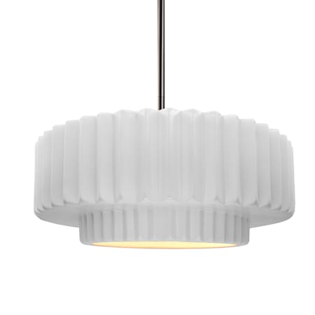Justice Design Group Radiance 15" Wide LED Pendant with a Ceramic Gloss White Shade Brushed Nickel