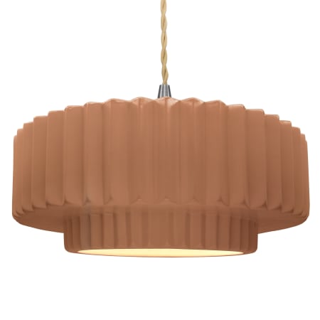 Justice Design Group Radiance 16" Wide LED Pendant with a Ceramic Adobe Shade Brushed Nickel