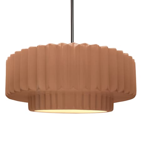 Justice Design Group Radiance 16" Wide LED Pendant with a Ceramic Adobe Shade Brushed Nickel