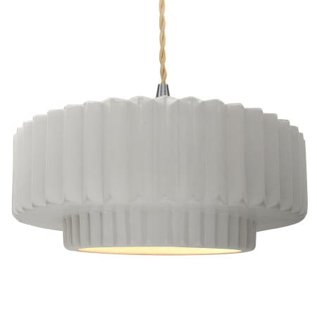 Justice Design Group Radiance 16" Wide Pendant with a Ceramic Bisque Shade Brushed Nickel