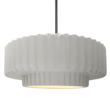 Justice Design Group Radiance 16" Wide Pendant with a Ceramic Bisque Shade Brushed Nickel