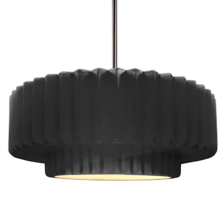 Justice Design Group Radiance 16" Wide LED Pendant with a Ceramic Gloss Black Shade Brushed Nickel
