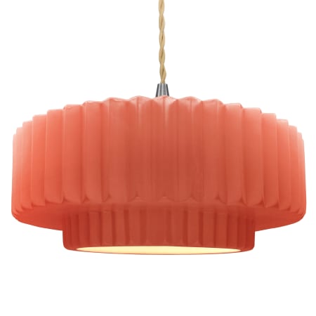 Justice Design Group Radiance 16" Wide Pendant with a Ceramic Gloss Blush Shade Brushed Nickel