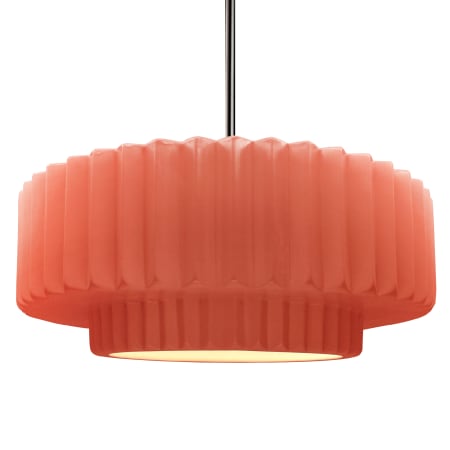 Justice Design Group Radiance 16" Wide Pendant with a Ceramic Gloss Blush Shade Brushed Nickel