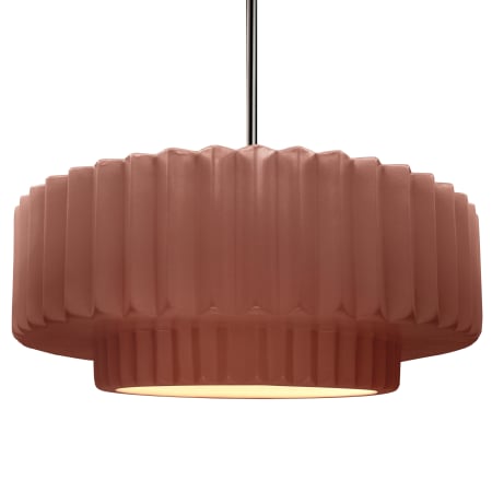 Justice Design Group Radiance 16" Wide LED Pendant with a Ceramic Canyon Clay Shade Brushed Nickel