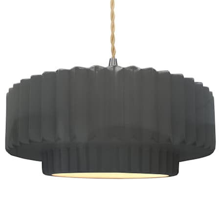 Justice Design Group Radiance 16" Wide Pendant with a Ceramic Gloss Grey Shade Brushed Nickel