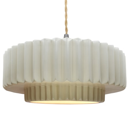 Justice Design Group Radiance 16" Wide LED Pendant with a Ceramic Matte White Shade Brushed Nickel