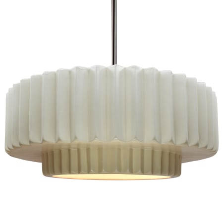 Justice Design Group Radiance 16" Wide LED Pendant with a Ceramic Matte White Shade Brushed Nickel