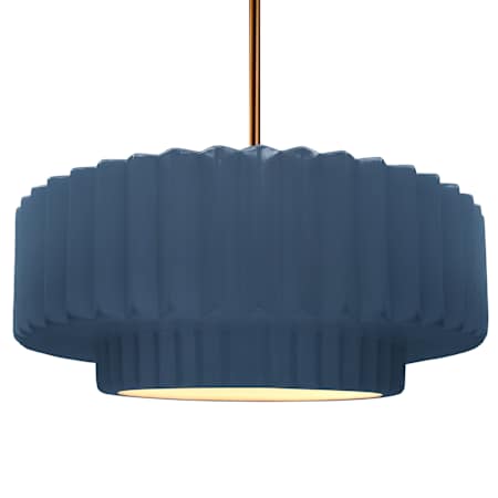 Justice Design Group Radiance Collection - Pleated Tier 16" Wide Pendant with Midnight Sky Shade Brushed Brass