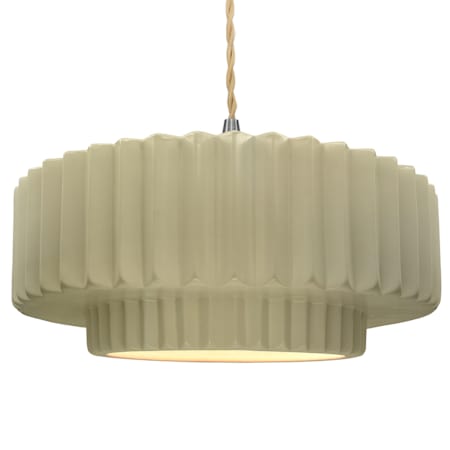 Justice Design Group Radiance 16" Wide LED Pendant with a Ceramic Vanilla Gloss Shade Brushed Nickel
